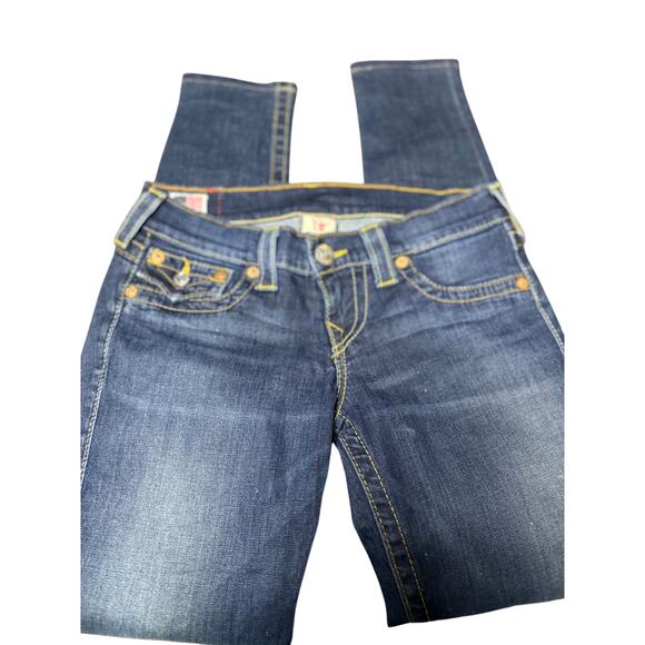 True Religion Misty Skinny Low-Rise Jeans, Dark Wash, Size 25 - Picture 4 of 6